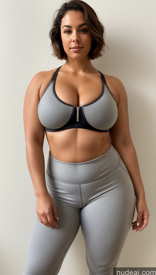 ai nude image of arafed woman in a gray sports bra top and gray pants pics of Perfect Boobs Beautiful Big Ass Fat Big Hips Short Pubic Hair Short Hair Sports Bra Yoga Pants Detailed Busty Chubby Nude Bright Lighting Topless Thick Muscular Dutch