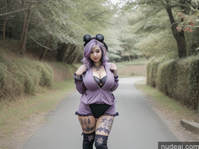 ai nude image of there is a woman with purple hair and tattoos walking down a road pics of Milf Busty Huge Boobs Beautiful Tattoos Big Ass Big Hips Short Perfect Body Gothic Punk Girl 18 Purple Hair Pixie Front View Cheerleader Onesie Two Korean