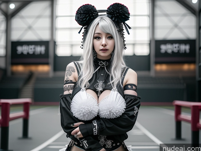 ai nude image of blond haired woman in black and white outfit posing for a picture pics of Milf Two Huge Boobs Big Ass Big Hips 18 White Hair Korean Cheerleader Gothic Punk Girl