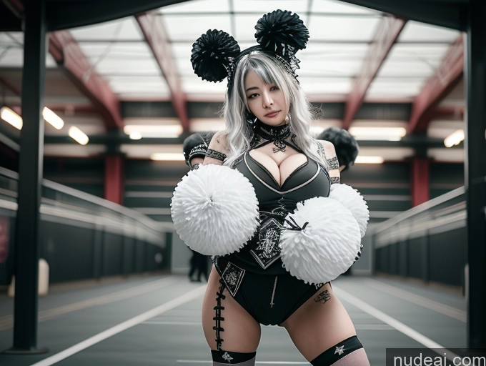 ai nude image of there is a woman in a costume posing with pom poms pics of Milf Two Huge Boobs Big Ass Big Hips 18 White Hair Korean Cheerleader Gothic Punk Girl