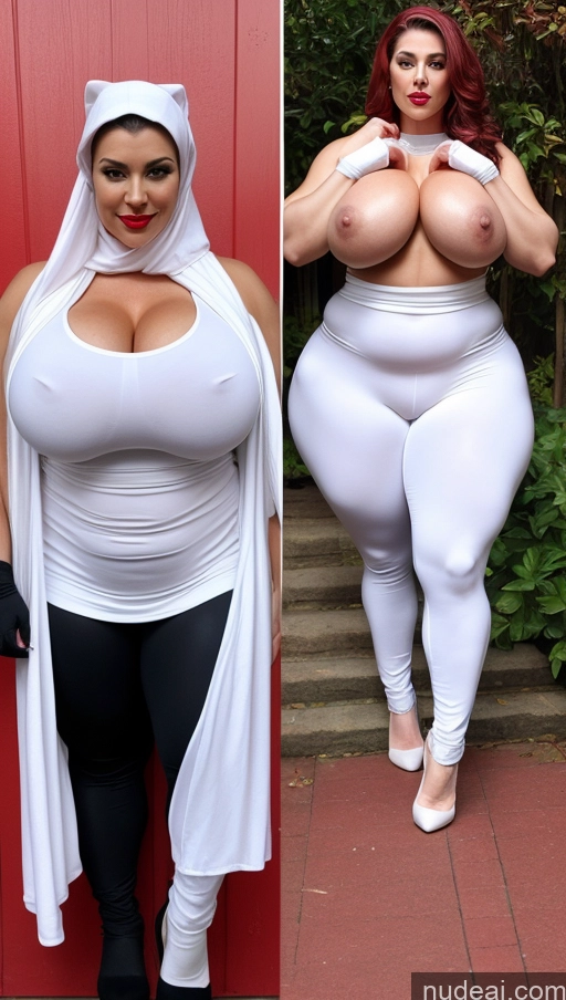 ai nude image of two pictures of a woman in a nun outfit and a woman in a nun costume pics of Huge Boobs Lipstick Muscular Big Ass Abs Chubby Fairer Skin Ninja