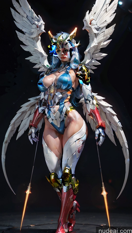 ai nude image of araffed woman dressed in armor with wings and a sword pics of Bodybuilder Busty Several Muscular Abs Science Fiction Style Powering Up Superhero Persian Has Wings Dynamic View Heat Vision SSS: A-Mecha Musume A素体机娘