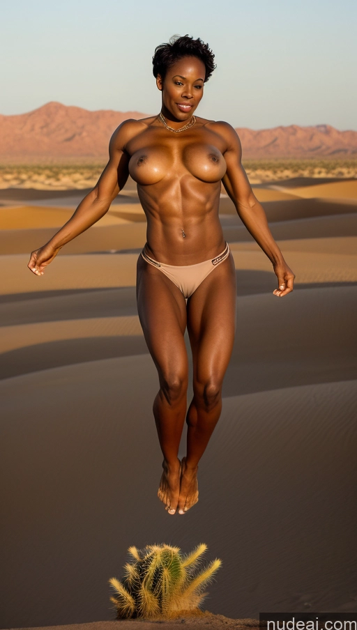 related ai porn images free for Bodybuilder One Nude Short Skinny Blonde Front View Muscular Soft + Warm 50s Dark Lighting African Desert Jumping Abs Short Hair