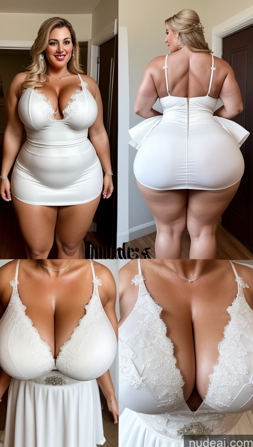 ai nude image of araffe woman in white dress showing off her big booby pics of Huge Boobs Lipstick Muscular Big Ass Abs Chubby Fairer Skin Wedding