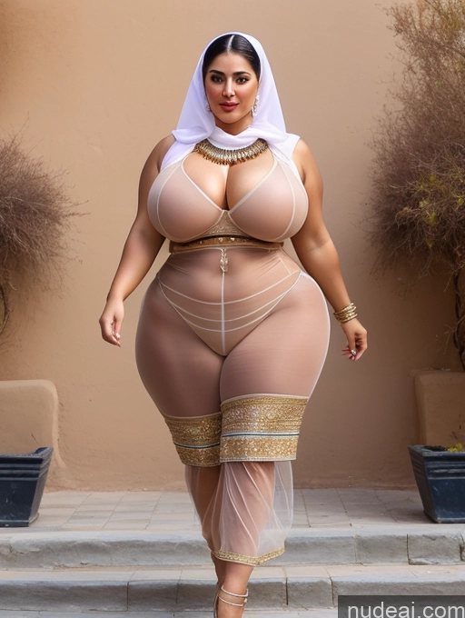 ai nude image of araffe dressed in a white veil and a veiled headpiece walks down a sidewalk pics of Huge Boobs Lipstick Muscular Big Ass Abs Chubby Traditional Transparent Middle Eastern