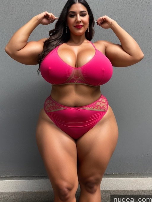 ai nude image of araffe woman in a pink bikini posing for a picture pics of Huge Boobs Lipstick Muscular Big Ass Abs Chubby Traditional Transparent Latina