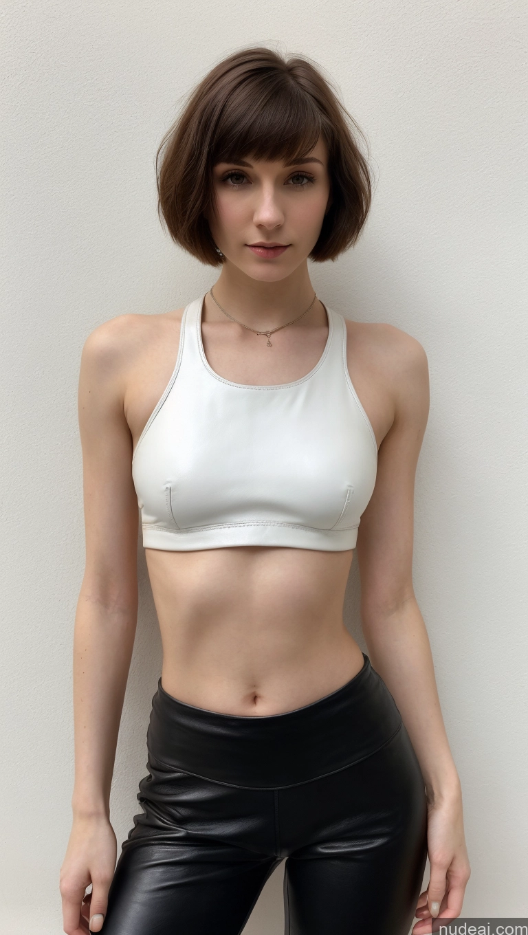 related ai porn images free for Small Tits Beautiful Skinny Short Hair Fairer Skin 18 Brunette Russian Detailed One Leather Crop Top Yoga Pants