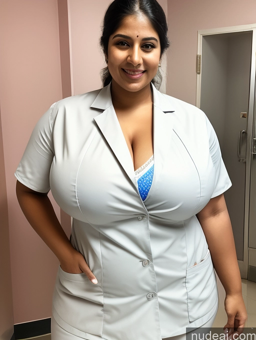 ai nude image of there is a woman in a white shirt and blue bra pics of Huge Boobs Big Ass Big Hips 30s Skinny Abs Happy Indian Hospital Doctor Detailed Cleavage JK Tight Bikini Top [Underboob + Skindentation]