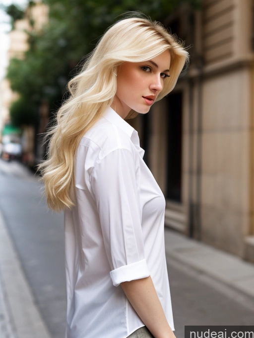 ai nude image of blond woman with long hair standing on the side of the street pics of Model One Perfect Boobs Beautiful Thick Fairer Skin 18 Blonde Long Hair Persian Street Shirt Side View