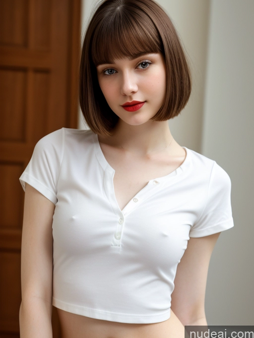 related ai porn images free for Small Tits Beautiful Lipstick Skinny Fairer Skin 18 Brunette Russian Close-up View Shirt Bobcut