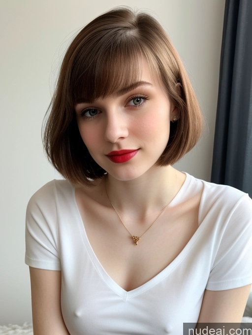 related ai porn images free for Small Tits Beautiful Lipstick Skinny Fairer Skin 18 Brunette Russian Close-up View Shirt Bobcut