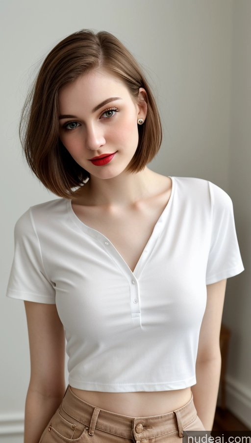 related ai porn images free for Small Tits Beautiful Lipstick Skinny Fairer Skin 18 Brunette Russian Close-up View Shirt Bobcut