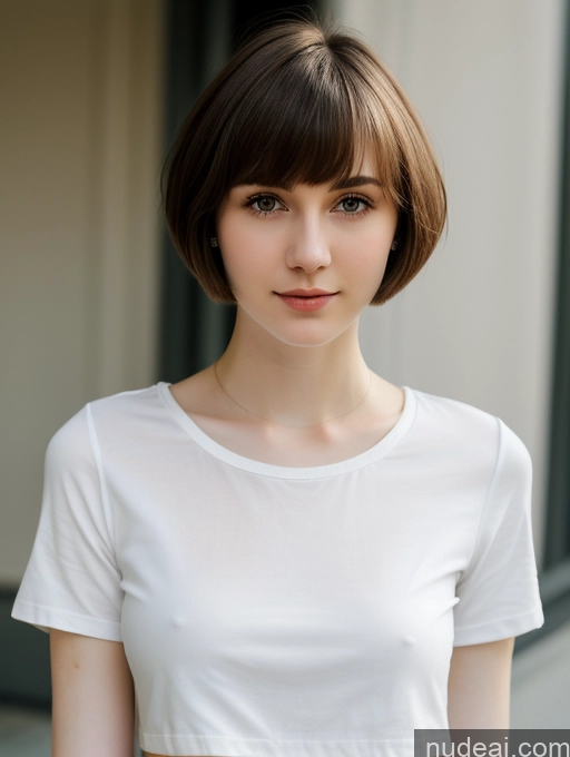 related ai porn images free for Small Tits Beautiful Skinny Fairer Skin 18 Brunette Russian Close-up View Shirt Short Hair