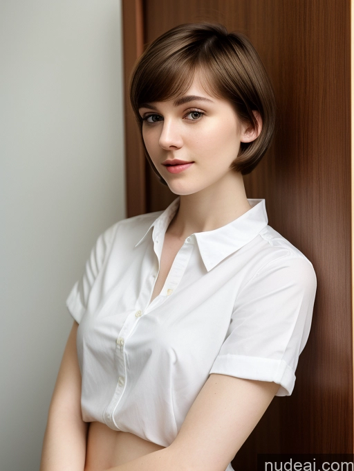 related ai porn images free for Small Tits Beautiful Skinny Fairer Skin 18 Brunette Russian Close-up View Shirt Short Hair