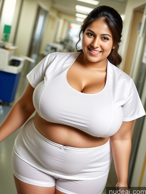 ai nude image of araffe woman in white shirt and shorts posing for a picture pics of Huge Boobs Big Ass Big Hips Happy Indian Hospital Abs Cleavage Woman Chubby Muffin Top 20s Nurse