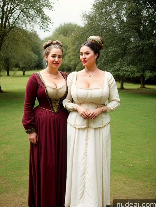 ai nude image of there are two women in dresses standing together in a field pics of Milf Several Huge Boobs Big Ass Chubby Long Legs Pubic Hair British Vintage Medieval Traditional Victorian Hair Tied Up 60s Cleavage Thick Lipstick