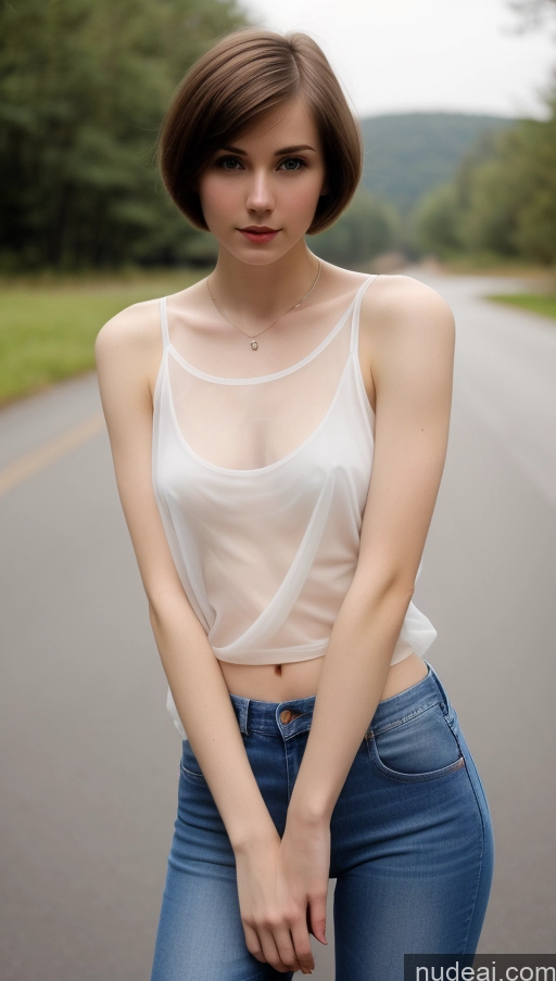 related ai porn images free for One Small Tits Beautiful Skinny Fairer Skin 18 Brunette Russian Transparent Jeans Tank Top Short Hair