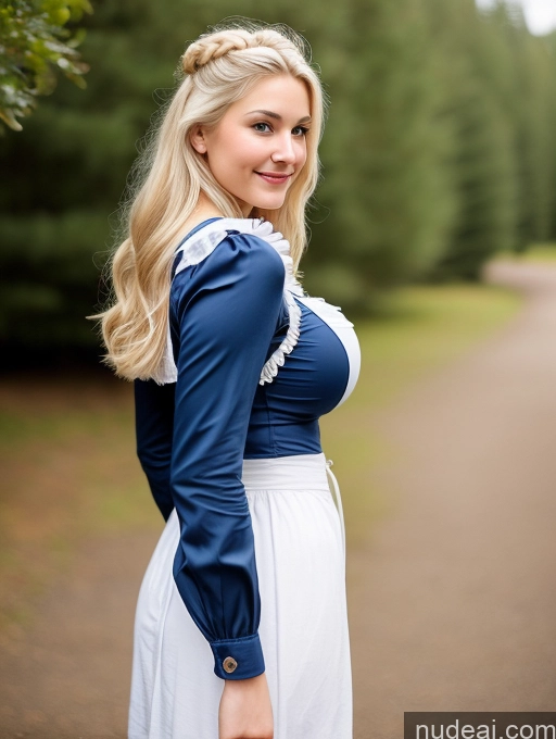 ai nude image of blonde woman in blue and white dress posing for a picture pics of Scandinavian Huge Boobs Beautiful Perfect Body 18 Blonde Happy Sexy Face Victorian Traditional Cleavage Shocked Laughing Back View