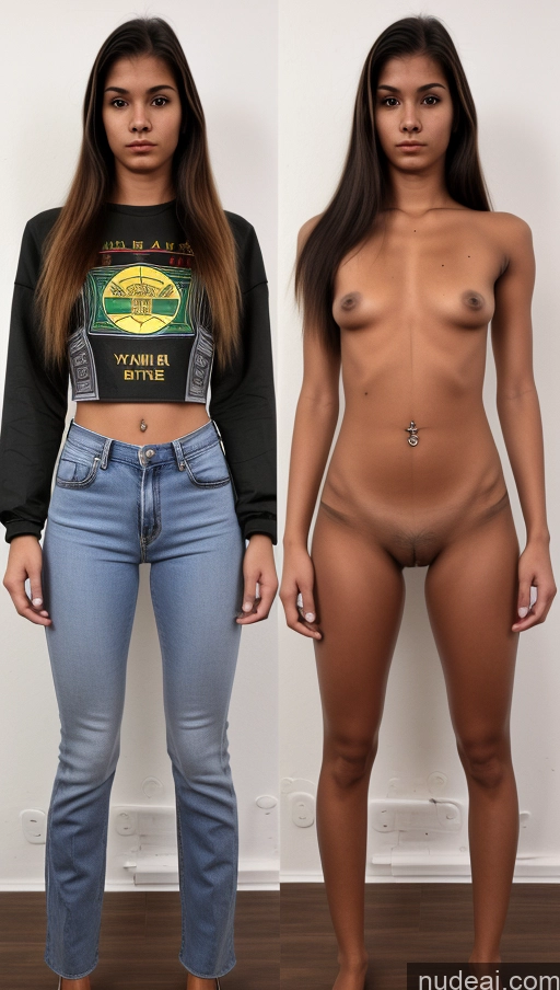 ai nude image of two women standing next to each other in jeans and a t - shirt pics of 18 70s Detailed Onoff Skinny Cyborg Brazilian