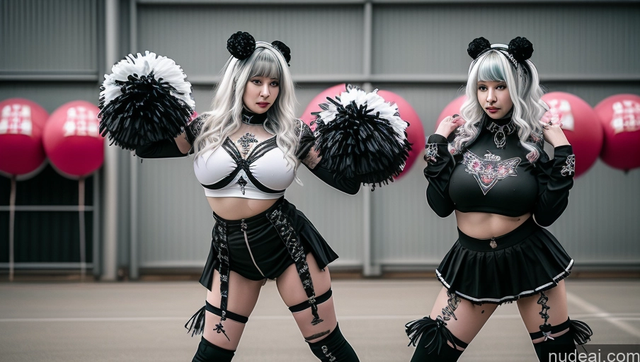 ai nude image of two women in costumes are posing for a picture in a parking lot pics of Milf Two Huge Boobs Big Ass Big Hips 18 White Hair Korean Cheerleader Gothic Punk Girl