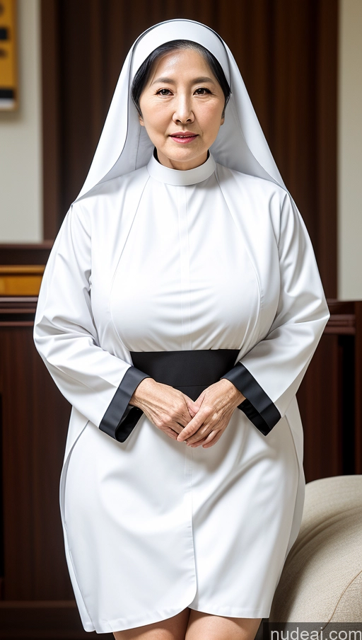 ai nude image of arafed woman in a nun costume posing for a picture pics of Milf Busty Big Ass Big Hips Pubic Hair Fairer Skin Black Hair 70s Korean Nun