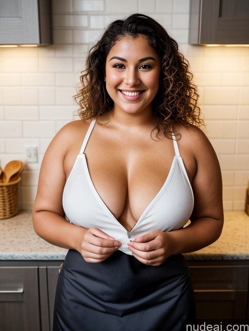 related ai porn images free for Small Tits Thick Chubby 18 Happy Curly Hair Front View Topless Dark Lighting Abs Kitchen Apron Beautiful Tanned Skin