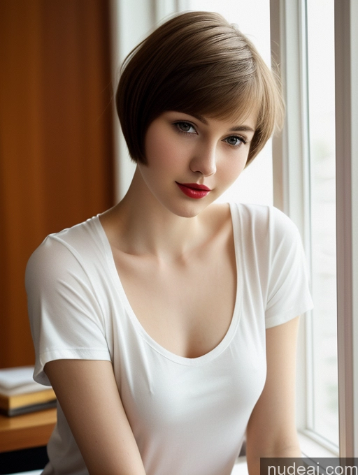 related ai porn images free for Woman One Small Tits Beautiful Skinny 18 Brunette Russian Close-up View Fairer Skin Shirt Lipstick Short Hair