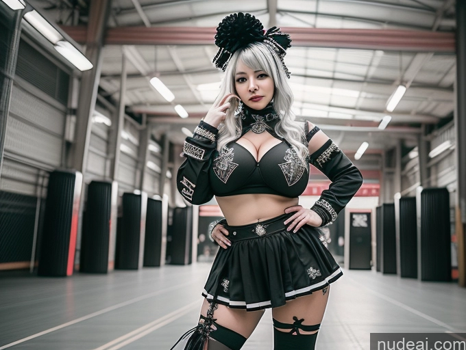 ai nude image of there is a woman in a black outfit posing for a picture pics of Milf Two Huge Boobs Big Ass Big Hips 18 White Hair Korean Cheerleader Gothic Punk Girl