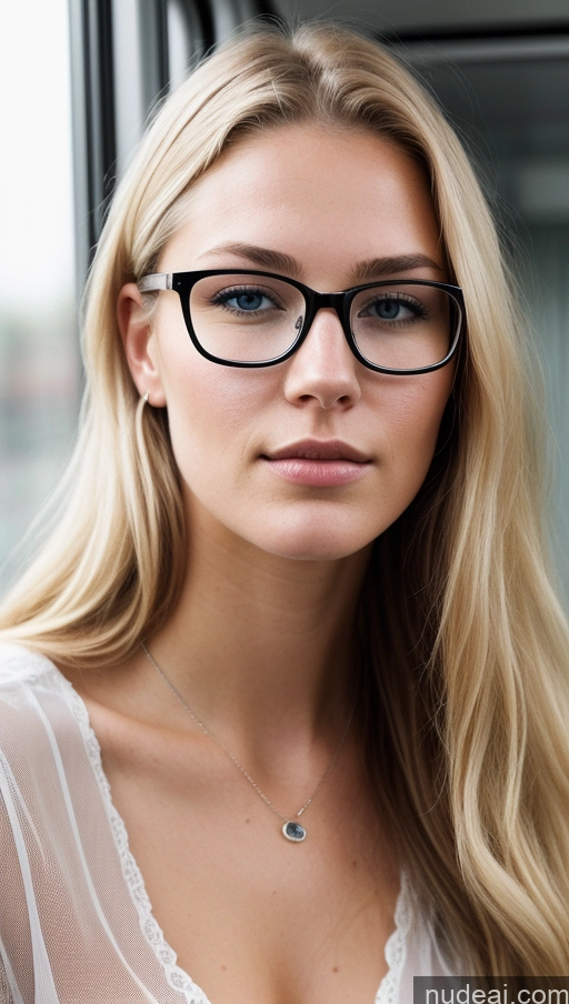 ai nude image of blond woman with glasses and a necklace looking at the camera pics of 18 Glasses Chubby Serious Blonde Skin Detail (beta) Train Cumshot Blouse Transparent Detailed Scandinavian