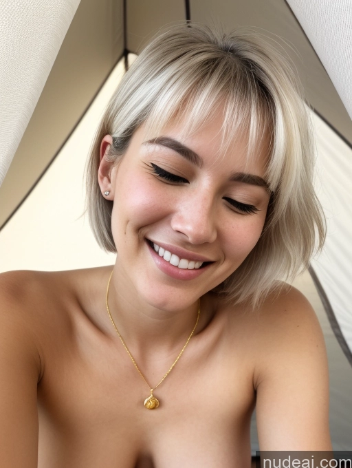 ai nude image of blond woman with a big breast smiling under an umbrella pics of Model One Small Tits Glasses Tall Pubic Hair 18 Happy White Hair Bangs Korean Skin Detail (beta) Tent Front View Sleeping Nude Topless Gold Jewelry Dark Lighting