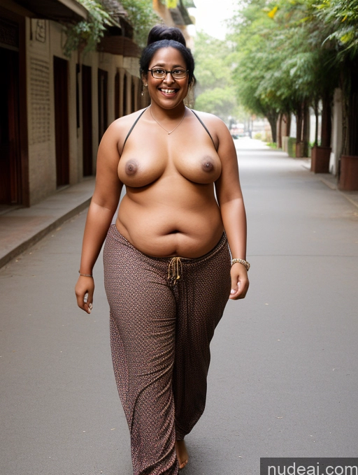 related ai porn images free for Happy Black Hair Film Photo Front View Topless Woman Glasses Harem Pants One Ponytail Indian Dark Skin 20s Fat Chubby Street Sari Salwar