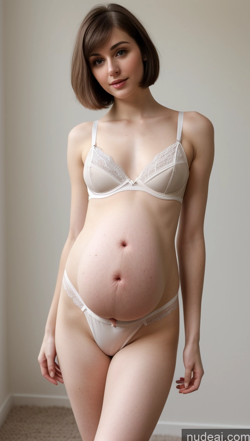 ai nude image of pregnant woman in white lingersuit posing for a picture in a room pics of Small Tits Beautiful Fairer Skin 18 Brunette Short Hair Russian Pregnant Skinny Small Ass Lingerie