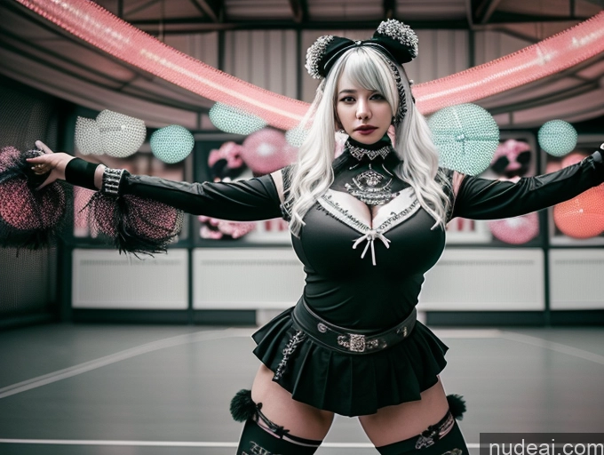 ai nude image of blond haired woman in black outfit posing with arms outstretched pics of Milf Two Huge Boobs Big Ass Big Hips 18 White Hair Korean Cheerleader Gothic Punk Girl