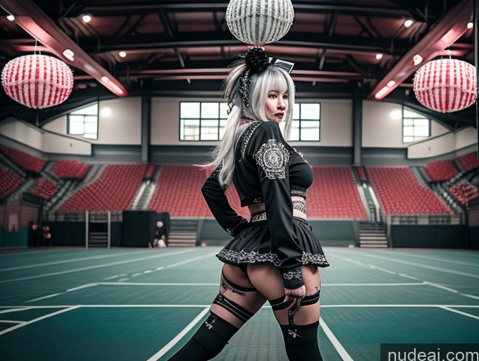 ai nude image of there is a woman in a black outfit posing with a soccer ball pics of Milf Two Huge Boobs Big Ass Big Hips 18 White Hair Korean Cheerleader Gothic Punk Girl