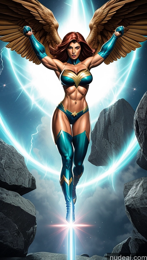 related ai porn images free for Superheroine Perfect Boobs Muscular Abs Hawkgirl Several Powering Up