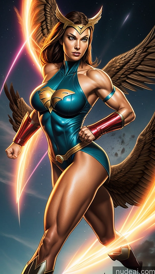 related ai porn images free for Superheroine Perfect Boobs Muscular Abs Hawkgirl Several Powering Up Science Fiction Style Dynamic View Heat Vision