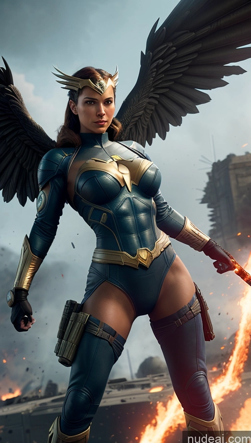 related ai porn images free for Superheroine Perfect Boobs Muscular Abs Hawkgirl Several Powering Up Science Fiction Style Dynamic View Heat Vision Battlefield