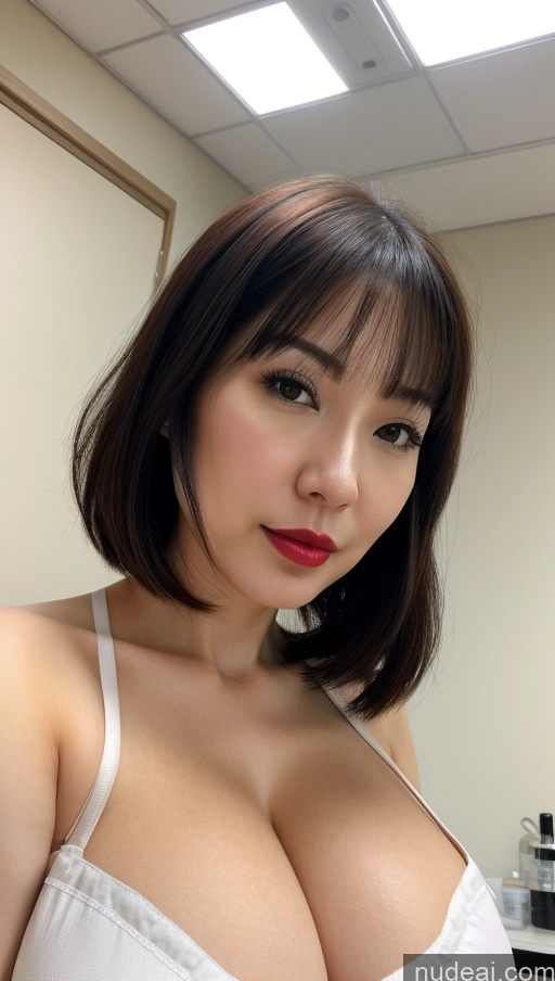 related ai porn images free for Woman One Huge Boobs Beautiful Lipstick Fairer Skin 30s Black Hair Bobcut Japanese Detailed Nurse Cleavage Close-up View Simple