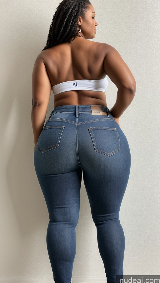 ai nude image of araffe woman in a white top and jeans standing in a room pics of Athlete Big Hips Big Ass Jeans