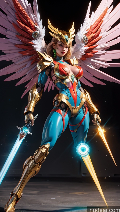 ai nude image of a close up of a statue of a woman with wings and a sword pics of Perfect Boobs Hawkgirl Several Powering Up Bodybuilder Science Fiction Style SSS: A-Mecha Musume A素体机娘