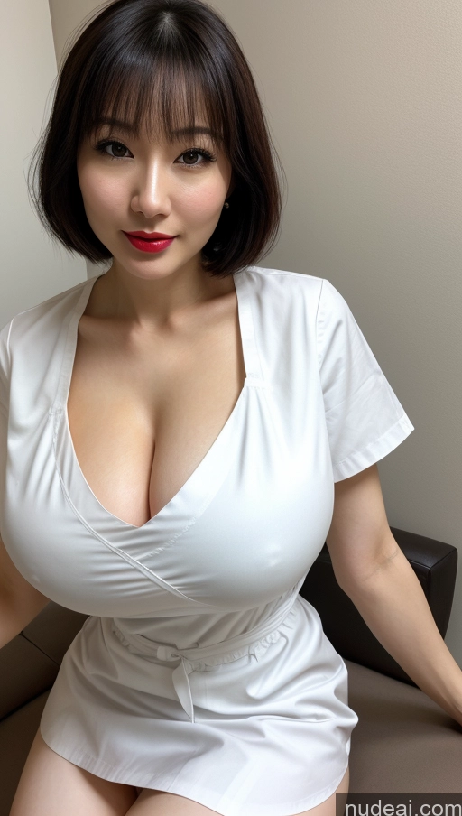 related ai porn images free for Woman One Huge Boobs Beautiful Lipstick Fairer Skin 30s Black Hair Bobcut Japanese Detailed Close-up View Nurse Cleavage