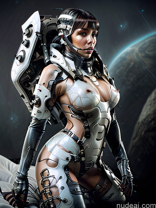 ai nude image of arafed woman in futuristic suit posing on a rock with a sci - fiore pics of Woman Perfect Boobs Small Tits Big Ass Thick Big Hips Brunette White Spreading Legs Nude Boots Fantasy Armor Stockings Topless Detailed Dark_Fantasy_Style Mecha Armor Death Knight Futuristic Made Of Fractals Messy Sexy Face Space