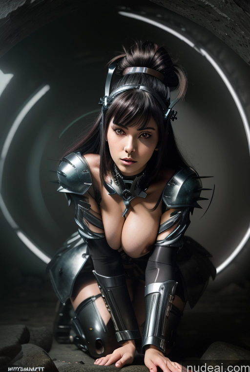 ai nude image of arafed woman in a black outfit posing in a tunnel pics of Woman Busty Perfect Boobs Big Ass Thick Big Hips Seductive Brunette White Cave Nude Boots Fantasy Armor Stockings Topless Dark Lighting Detailed SuperMecha: A-Mecha Musume A素体机娘 Goth Gals V2 Hair Tied Up Death Knight Futuristic Partially Nude Back View Cyborg Style Cyborg Android