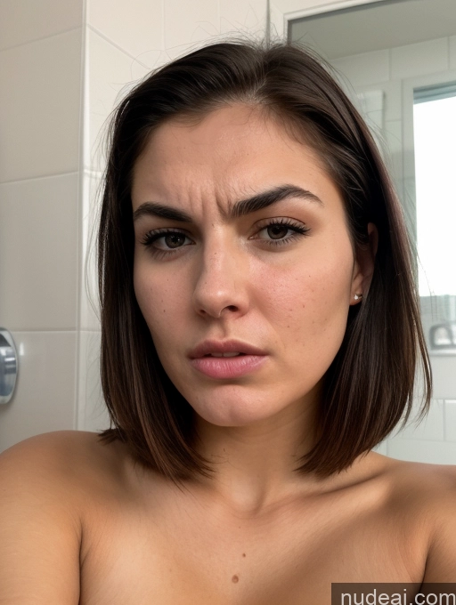 ai nude image of there is a woman with a very big breast posing for a picture pics of Bending Over Pubic Hair Busty Seductive Serious Sad Shocked Sexy Face Bobcut Bathroom Close-up View 18 White Brunette Sorority Angry