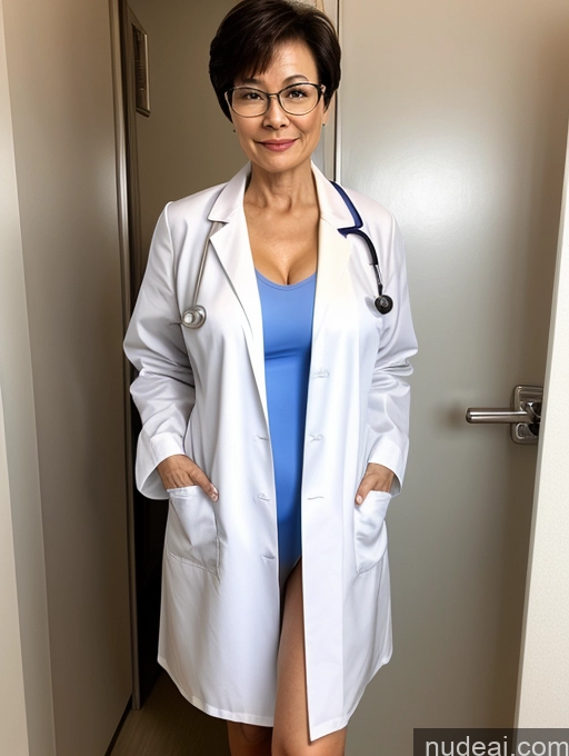 ai nude image of arafed woman in a lab coat and glasses standing in a hallway pics of Milf Perfect Boobs Perfect Body 60s Hospital Doctor Lab Coat Panties Cleavage Partially Nude Chinese Pixie Glasses