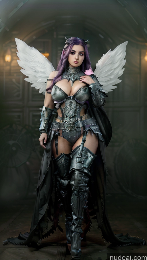 ai nude image of arafed woman in armor and wings posing for a picture pics of Woman Busty Perfect Boobs Big Ass Thick Big Hips Seductive White Cave Nude Angel Boots Topless Bright Lighting Detailed Dark_Fantasy_Style EdgHalo_armor, Power Armor, Wearing EdgHalo_armor, Goth Gals V2 Hair Tied Up Death Knight Futuristic Dynamic View Purple Hair Has Wings