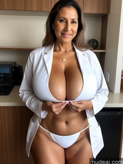 related ai porn images free for Milf One Busty Huge Boobs Tanned Skin 70s Brazilian Front View Lab Coat Microkini Professor Thong