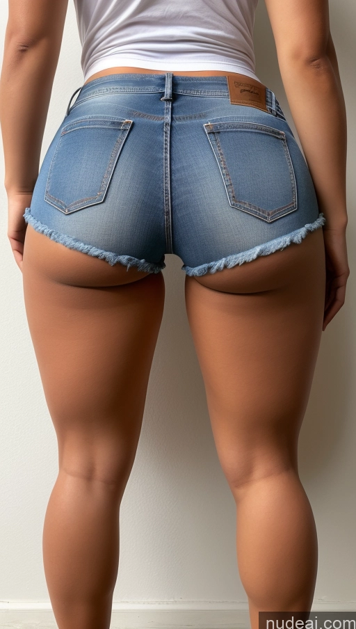 ai nude image of araffe butt of a woman in a white shirt and jeans shorts pics of Big Ass Big Hips Athlete Jeans Short Shorts Back View