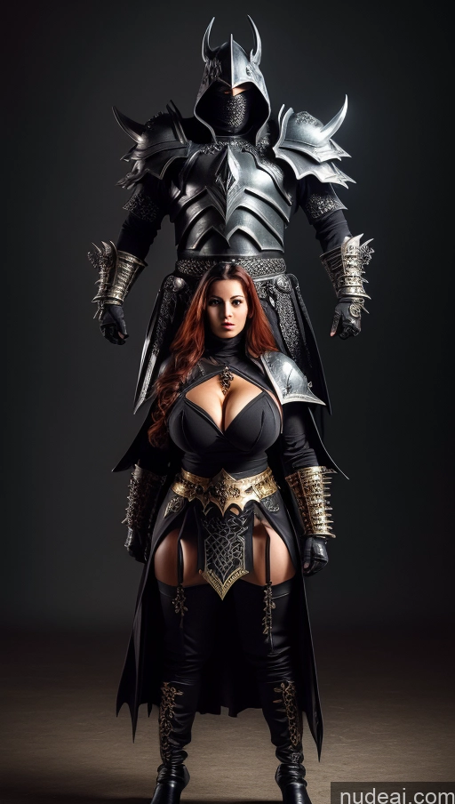 ai nude image of arafed woman in armor and a knight costume posing for a picture pics of Woman + Man Huge Boobs Perfect Boobs Abs 18 Nude Detailed Gold Jewelry Death Knight Fantasy Armor Hell Surrealist Several Martial Arts Seductive Ginger Russian Big Hips Big Ass