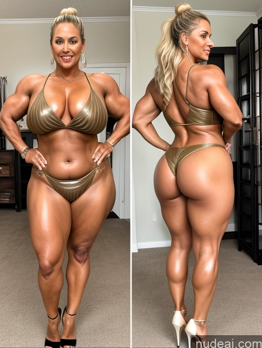 related ai porn images free for Milf Oiled Body Big Hips Chubby Thick Big Ass Muscular 50s Hair Bun Blonde High Heels 90s